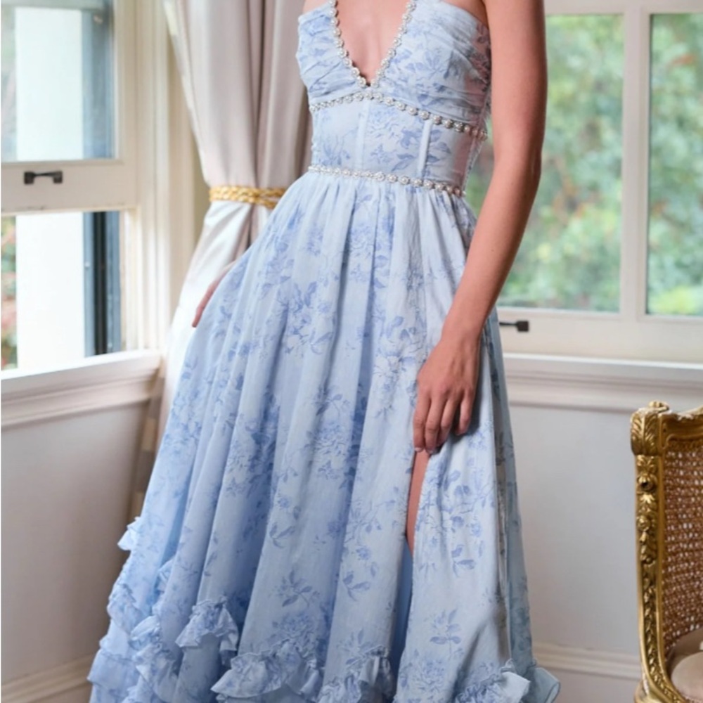 Elegant Blue Floral Dress V. Chapman Scarlette